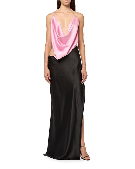 Michael Lo Sordo Iced Colorblocked Bias Backless Gown