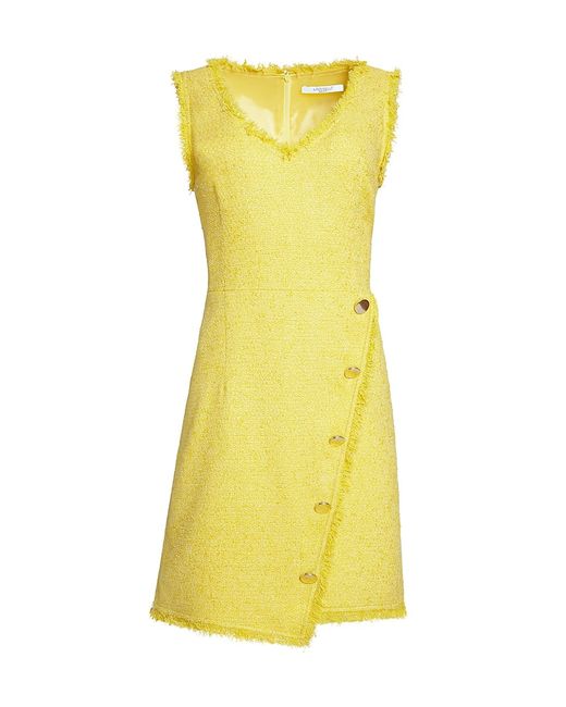 Santorelli Bouclé Asymmetric Mini Dress