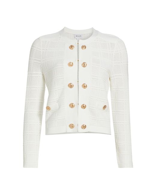 Milly Pointelle Textured Knit Jacket