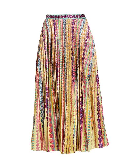 Saloni Kim Printed Pleated Midi-Skirt
