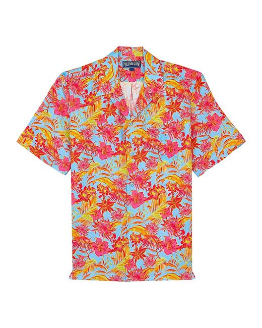 Vilebrequin Tahiti Flower Linen Camp Shirt Small