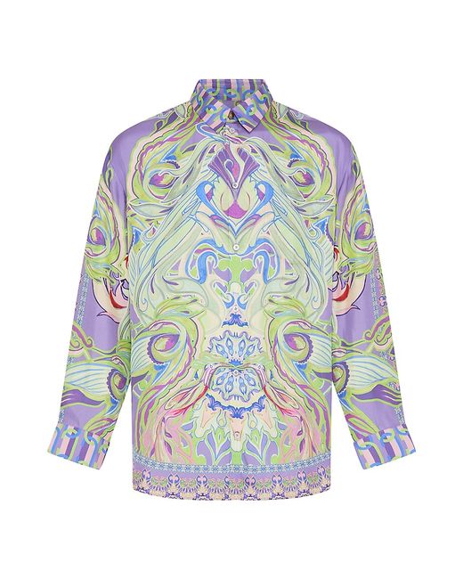 Camilla Graphic Silk Button-Front Shirt