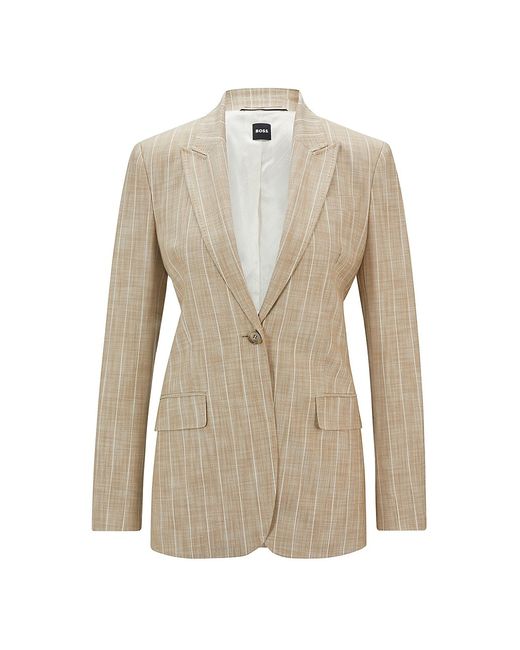 Boss Regular-Fit Jacket Pinstripe Material with Signature Lining