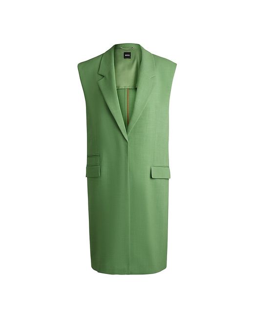 Boss Sleeveless Jacket with Concealed Closure and Signature Lining