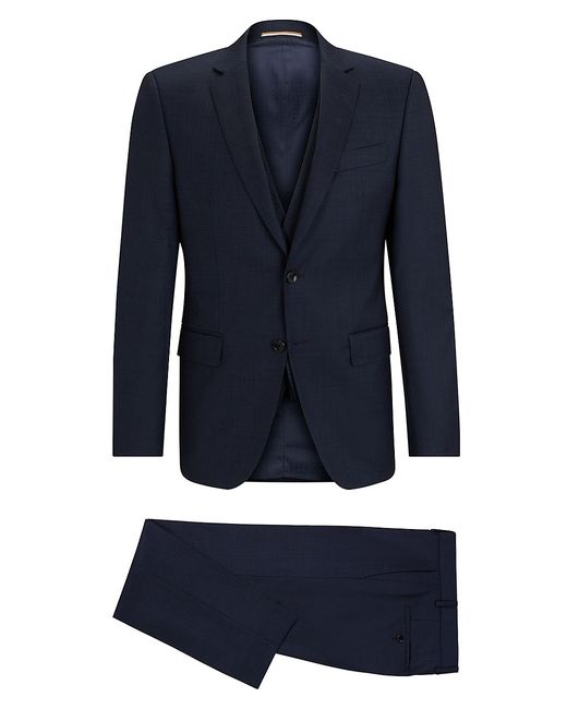 Boss Three-Piece Slim-Fit Suit Patterned Stretch