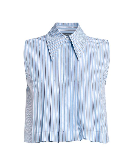 Alberta Ferretti Striped Sleeveless Crop Shirt