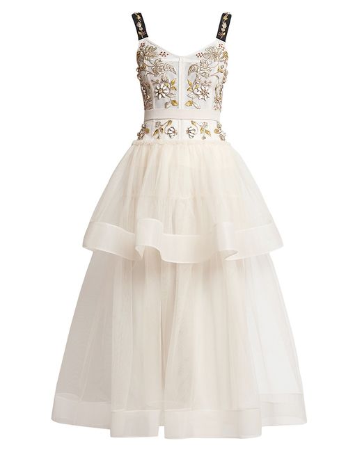 Erdem Tiered Bead-Embellished Gown