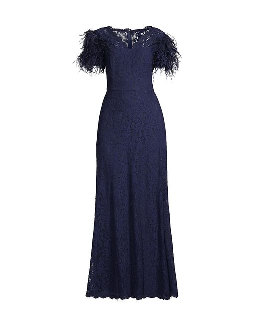 Shani Lace Feather V-Neck Gown