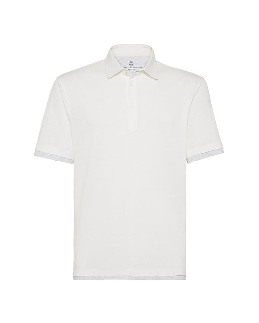 Brunello Cucinelli Linen and Cotton Jersey Style Collar Polo Shirt