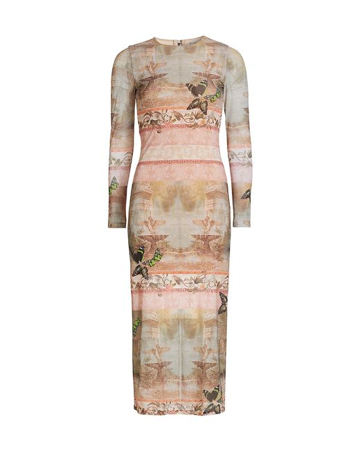 Alice + Olivia Delora Print Mesh Midi-Dress