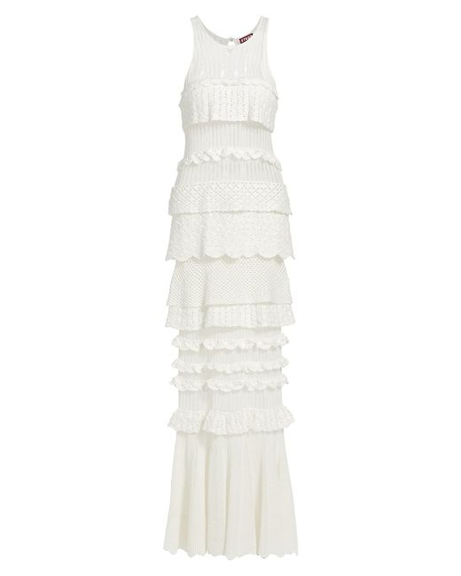 Staud Sorrento Cotton-Blend Ruffle Maxi Dress