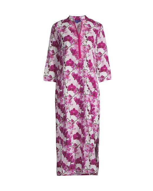 Ro's Garden Clorinda Orchid-Print Midi-Dress