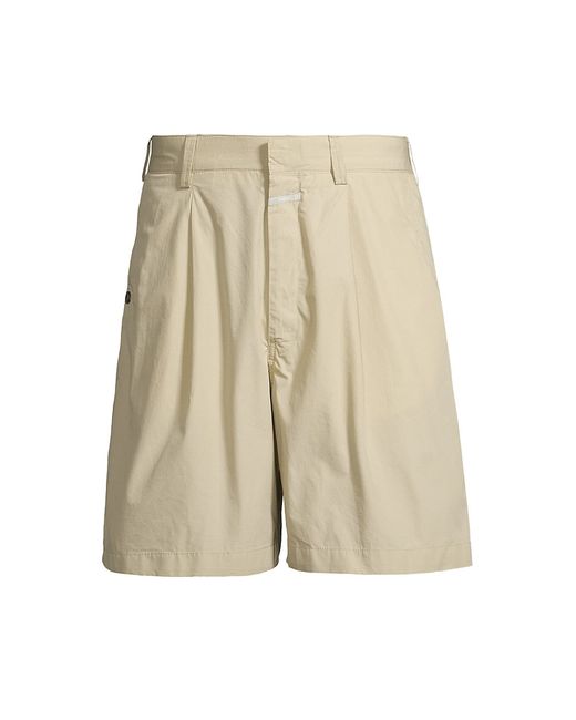 Closed Pleated Cotton Shorts