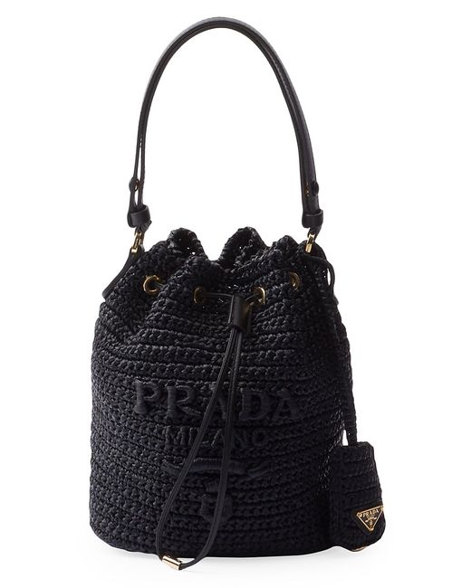 Prada Crochet and Leather Mini-Bucket Bag