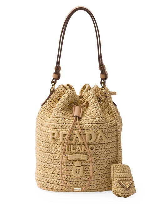 Prada Crochet and Leather Mini-Bucket Bag