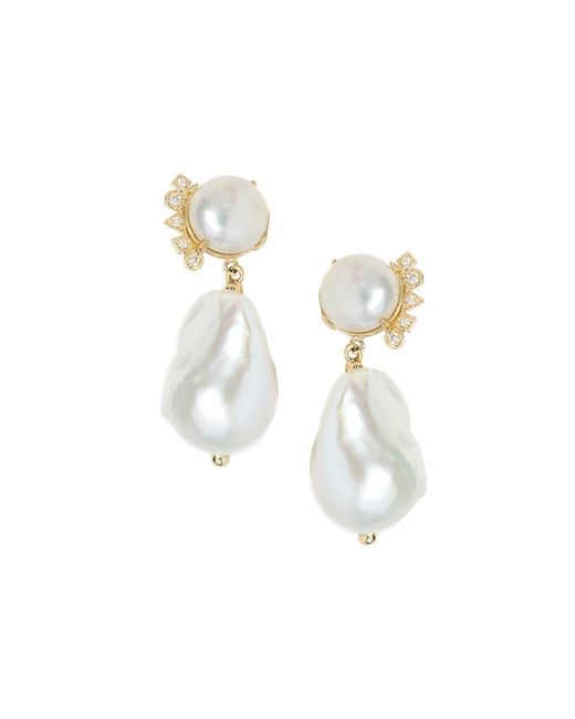 Anzie Cléo 14K Gold Cultured 0.11 TCW Diamond Drop Earrings
