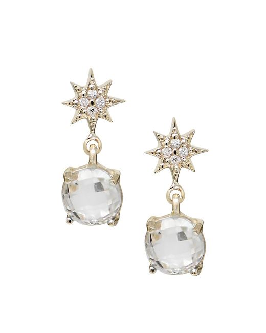 Anzie Aztec North Star 14K Clear Topaz 0.04 TCW Diamond Drop Earrings
