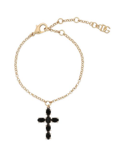 Dolce & Gabbana Gold-Plated Glass Crystal Cross Bracelet