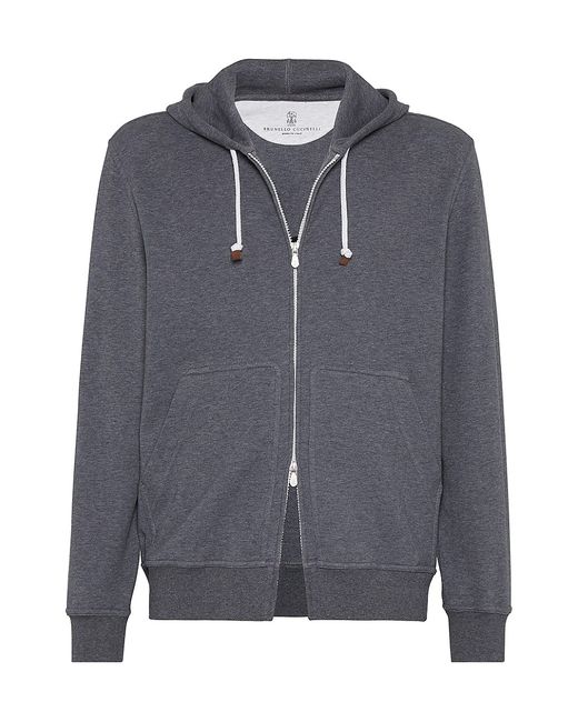 Brunello Cucinelli Techno Cotton French Terry Hooded Sweatshirt with Zipper