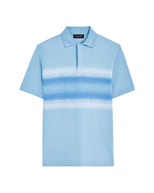 Bugatchi Striped Cotton-Blend Polo Shirt Small