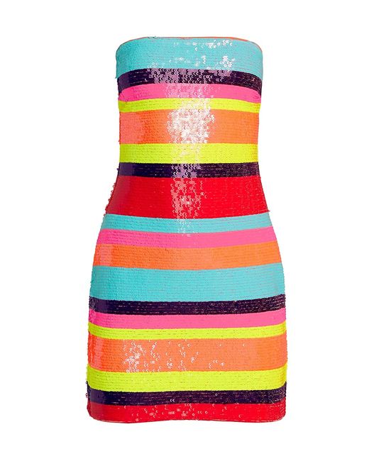 Ramy Brook Winnie Sequined Stripe Minidress