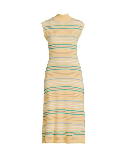 Undra Celeste Striped Pointelle-Knit Midi-Dress Small