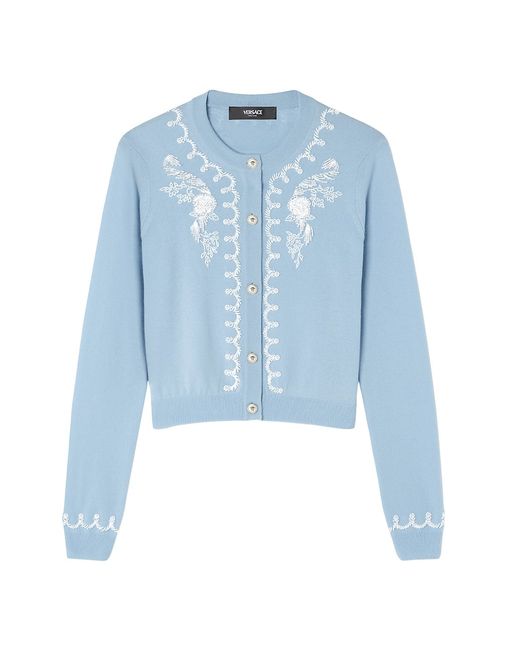 Versace Embroidered Wool-Blend Cardigan
