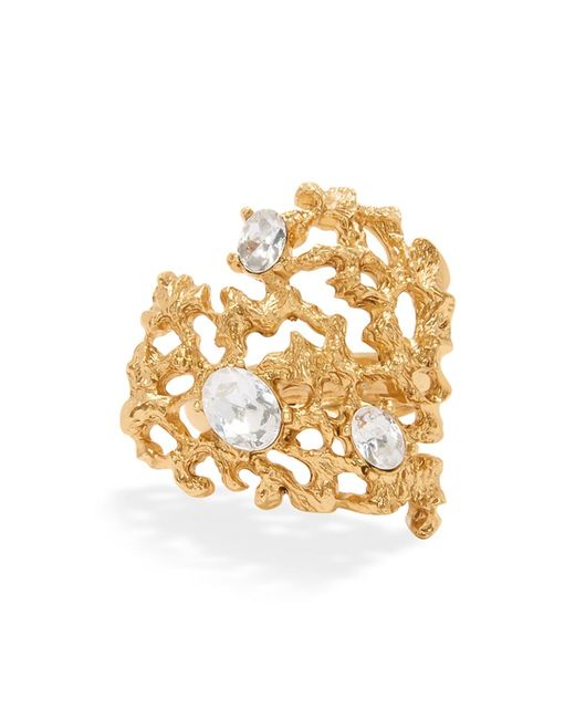 Oscar de la Renta Goldtone Glass Coral Heart Ring