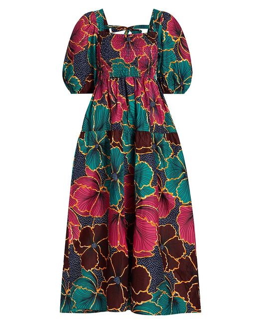 Elisamama Lola Floral Puff-Sleeve Maxi Dress