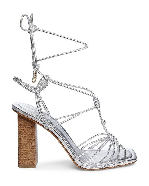 Ulla Johnson 100MM Knotted Metallic Ankle-Wrap Sandals