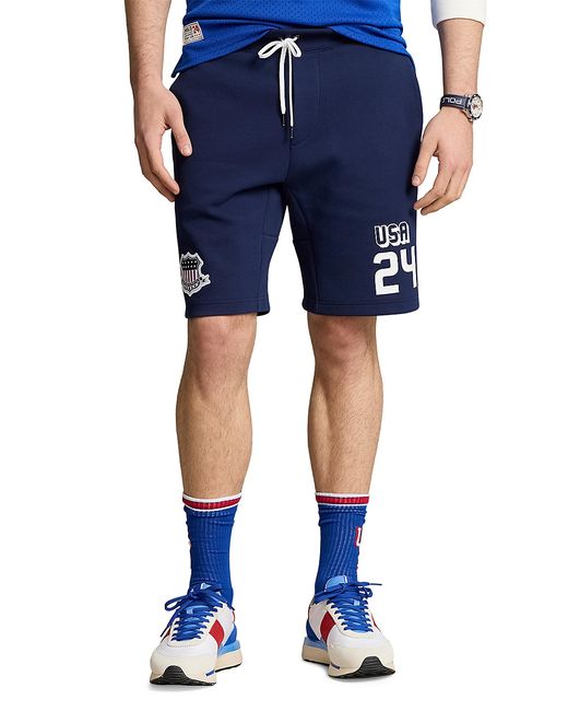Polo Ralph Lauren Double-Knit Shield Patch Athletic Shorts