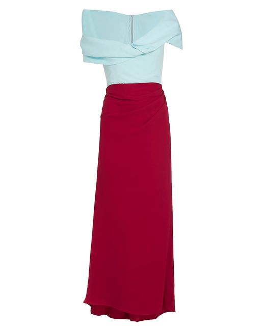 Rosie Assoulin Colorblocked Double-Faced Georgette Gown
