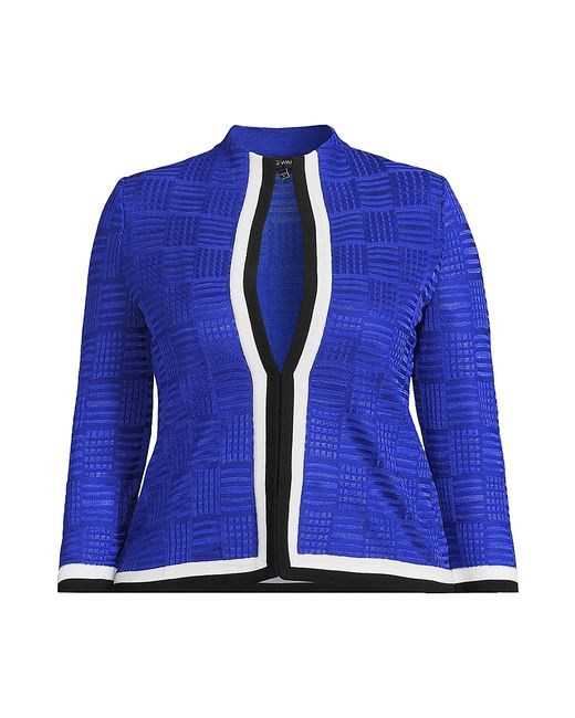 Ming Wang, Plus Size Woven Jacquard Knit Jacket