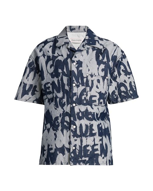 Alexander McQueen Hawaiian Short-Sleeve Denim Shirt