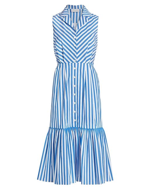 Elie Tahari Joelle Striped Sleeveless Midi-Dress
