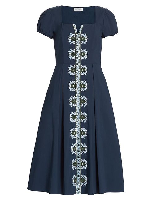 Elie Tahari The Faye Embroidered Midi-Dress