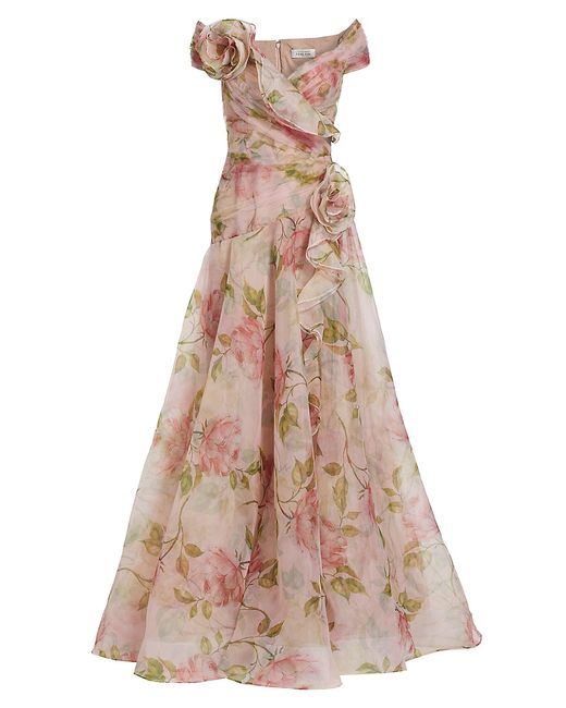 Teri Jon by Rickie Freeman Floral Organza A-Line Gown