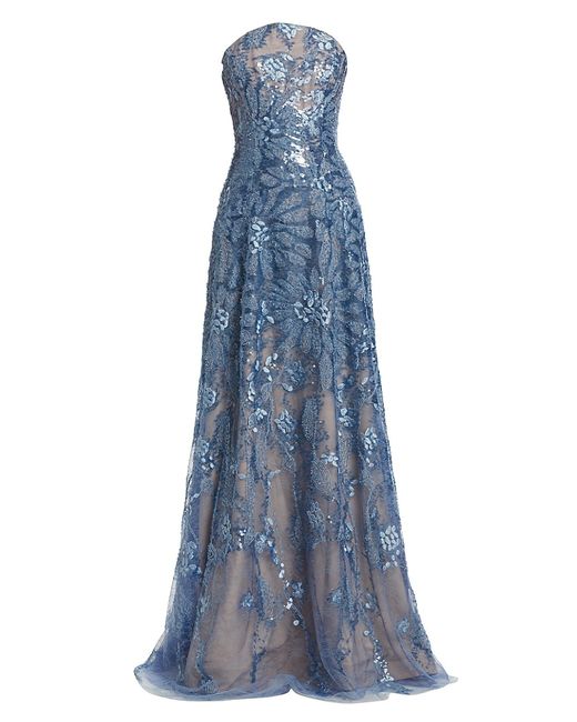 Rene Ruiz Collection Floral Strapless A-Line Gown