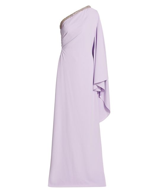 Reem Acra Embellished One-Shoulder Crepe Gown
