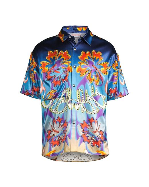 Bluemarble Hibiscus Satin Cotton-Blend Shirt