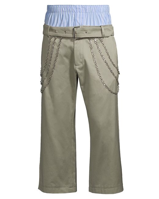 Bluemarble Belted Cotton Chain-Link Pants