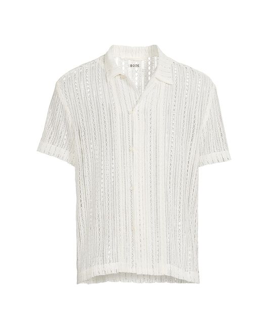 Bode The Crane Estate Meandering Lace Short-Sleeve Shirt Small