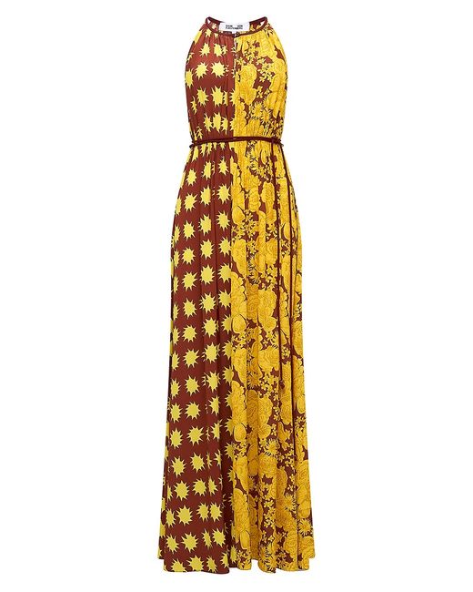 Diane von Furstenberg Darla Abstract Two-Tone Blend Maxi Dress