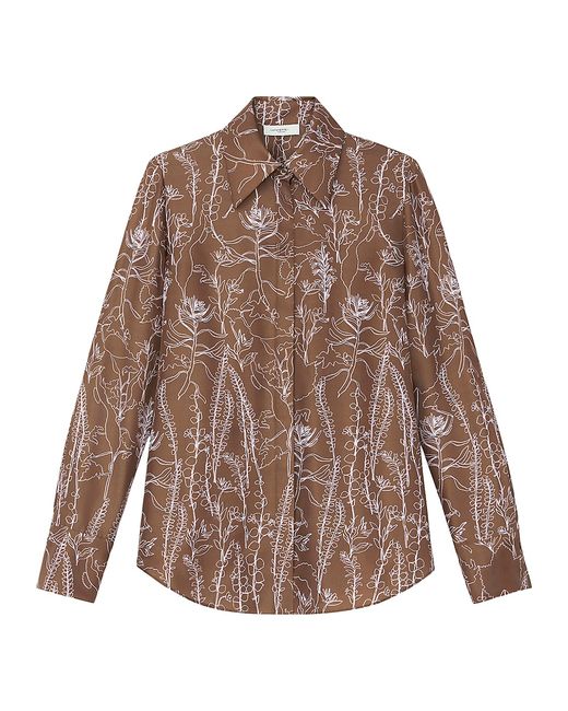 Lafayette 148 New York Floral Twill Point Collar Blouse