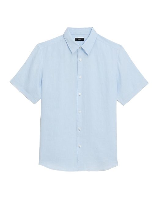 Theory Irving Linen Short-Sleeve Shirt Small