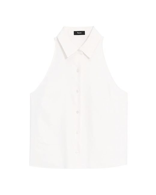 Theory Sleeveless Blend Button-Front Blouse