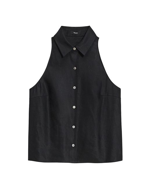 Theory Sleeveless Blend Button-Front Blouse
