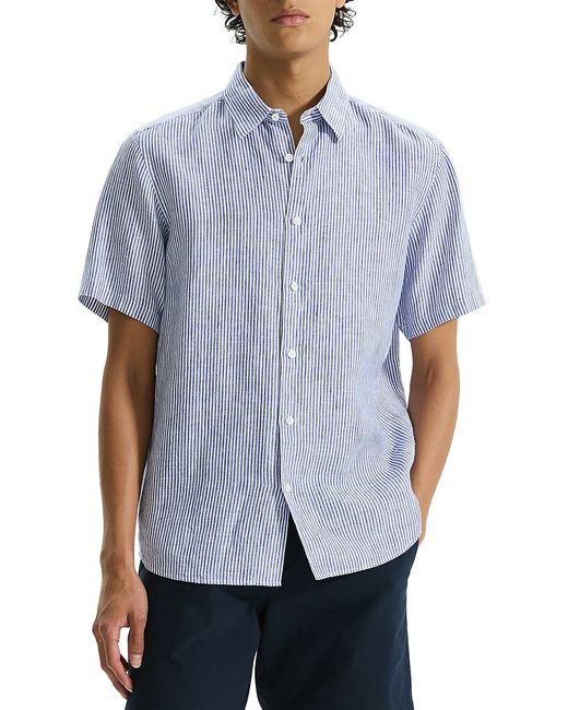 Theory Irving Linen Button-Front Shirt Small