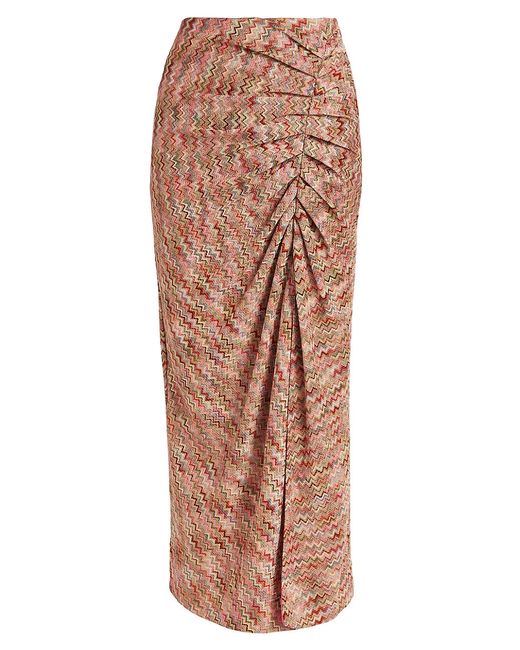 Ramy Brook Mable Chevron Ruched Midi-Skirt