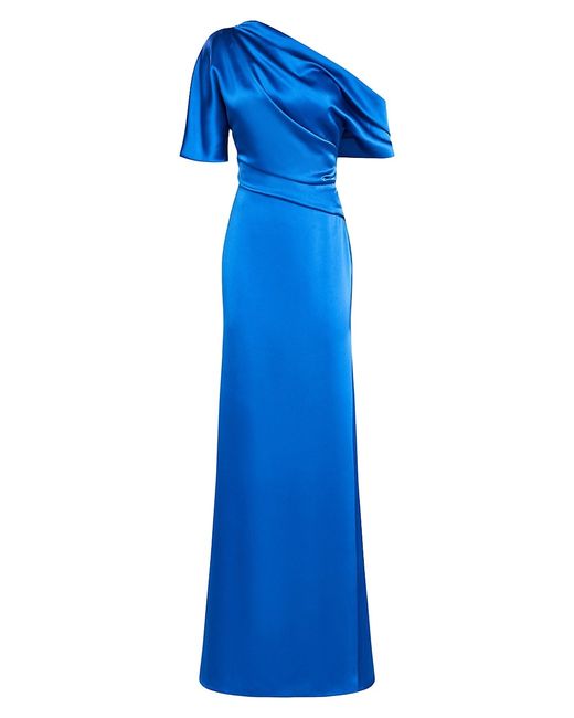 Theia Remi Draped One-Shoulder Gown